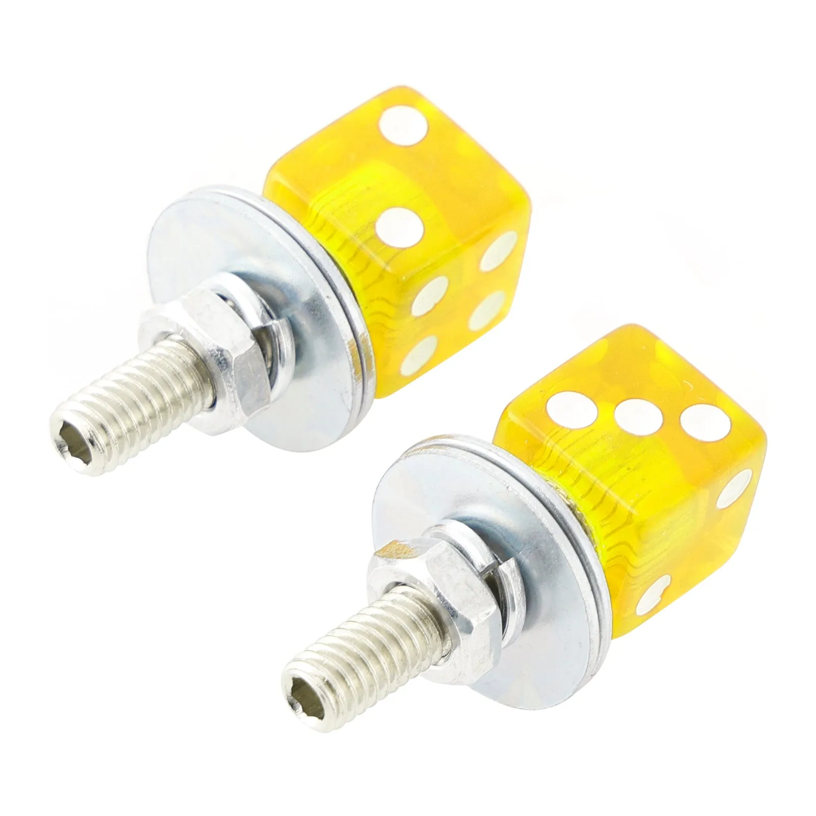 Vis à tête dé en plastique M6 pour plaque d'immatriculation, boulons, quincaillerie jaune (2 pièces)