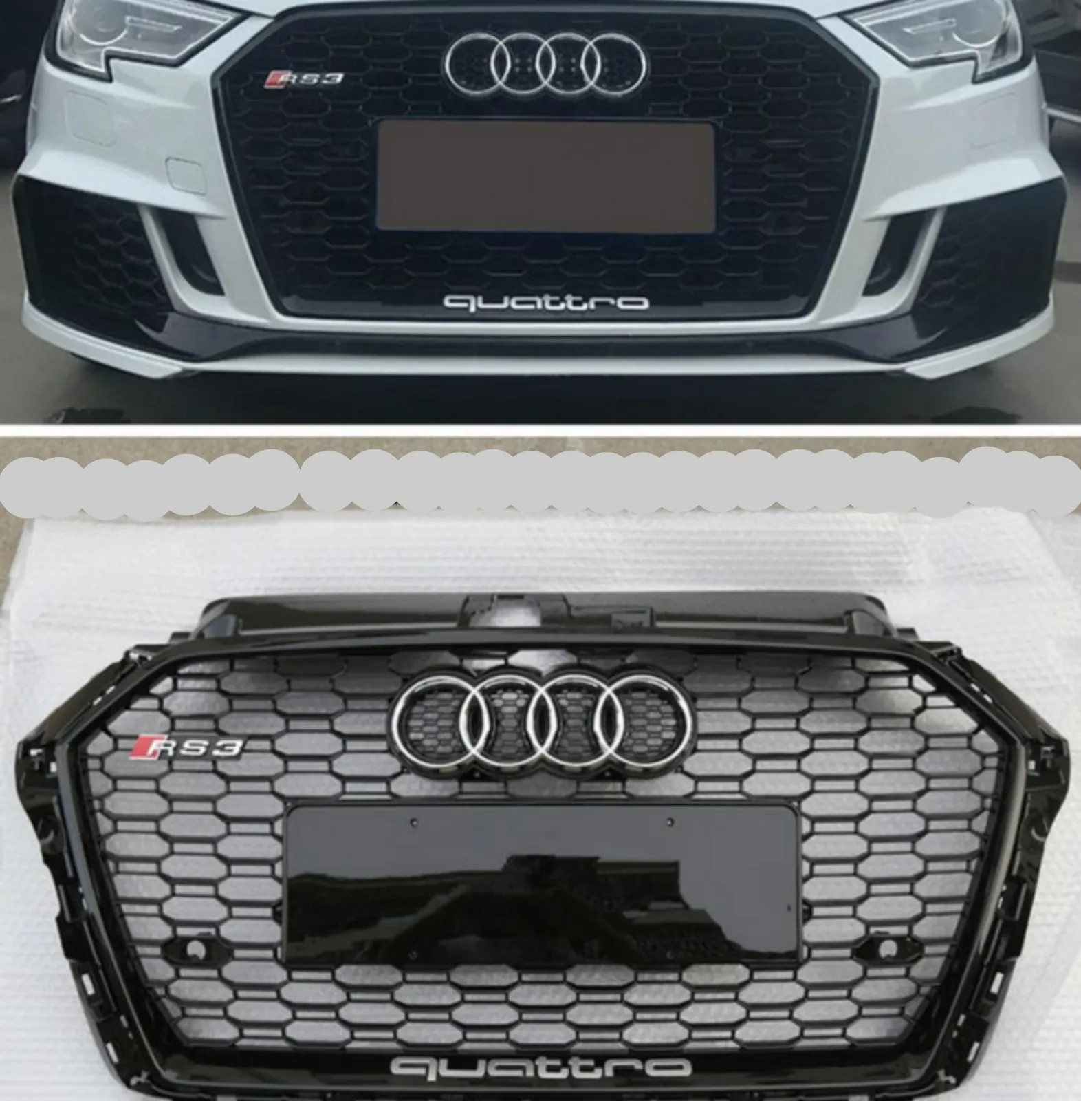 2017 2018 2019 Audi A3 8V RS3 Style Grille en nid d'abeille pour pare-chocs avant noir