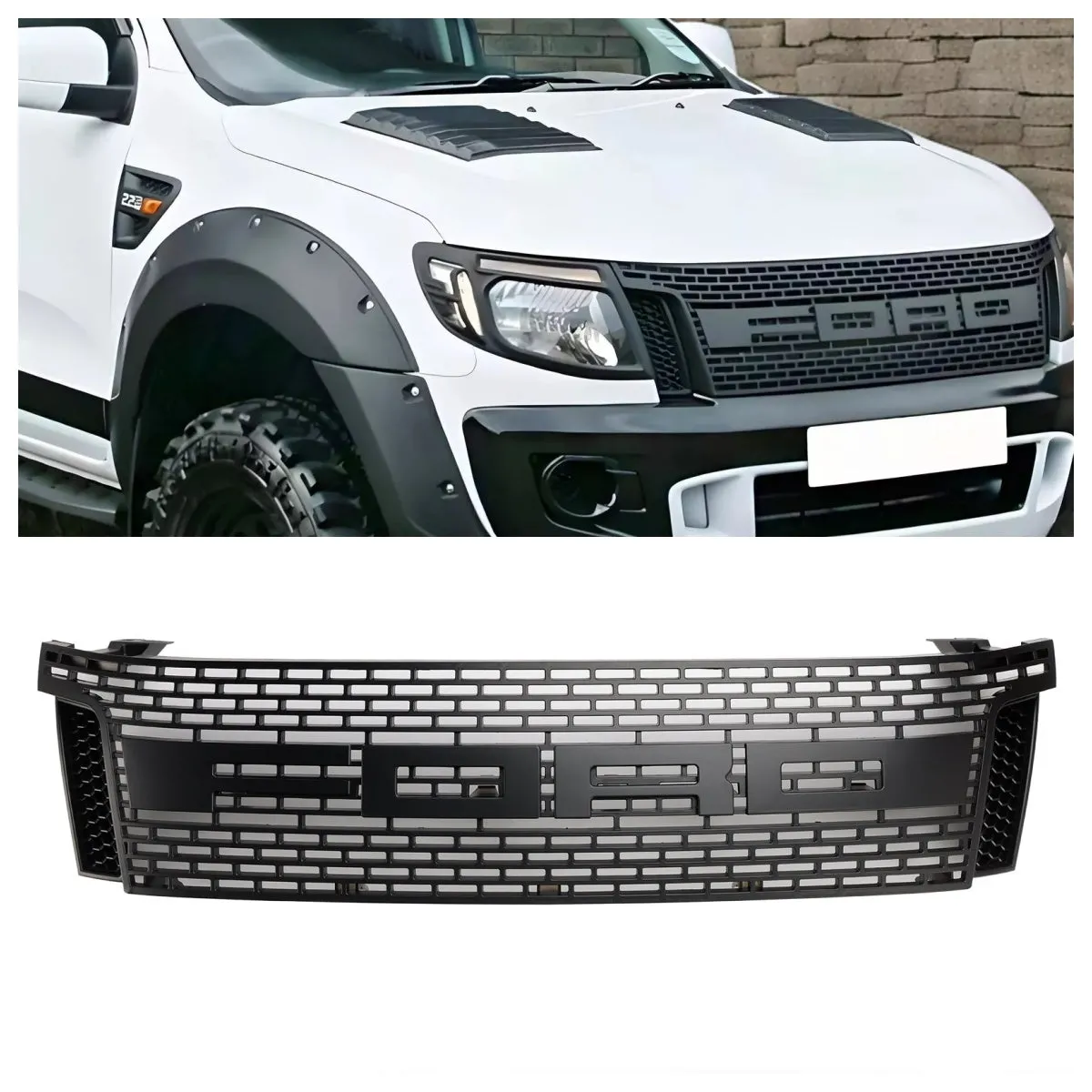 2012-2015 Ford Ranger T6 PX1 Raptor Front Grill Upper Bumper Remplacement de la calandre noire Mat