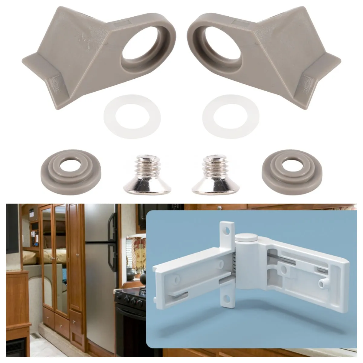 Loquet de verrouillage de porte Electrolux + Charnière réfrigérateur Dometic 2412125011 (blanc) pour camping-car Dometic 241234560