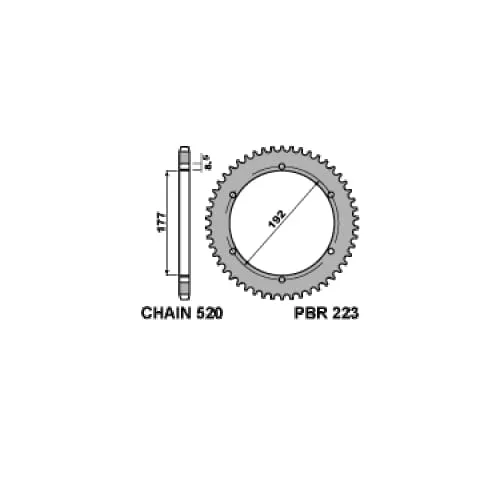 223 53 L Corona Pbr Passo 520 - 48 > 53 Denti Per Husqvarna Wr 1981 > 1988-223-53-L-124765