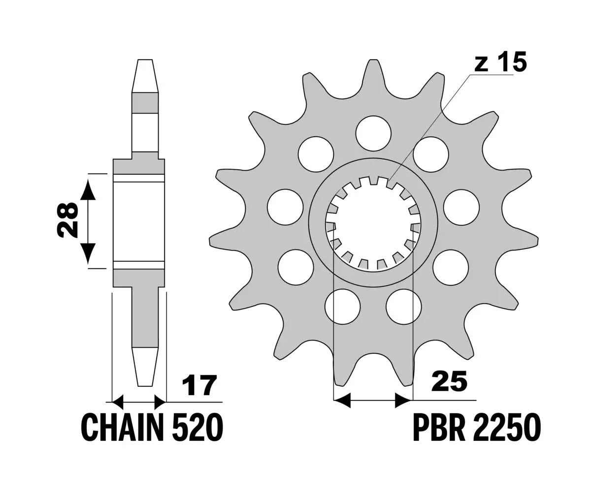 2250 16 18nc Pignone Pbr Passo 520 - 14 > 17 Denti Per Ducati Panigale V4 V4s 2018 > 2025-2250-16-18NC-126764