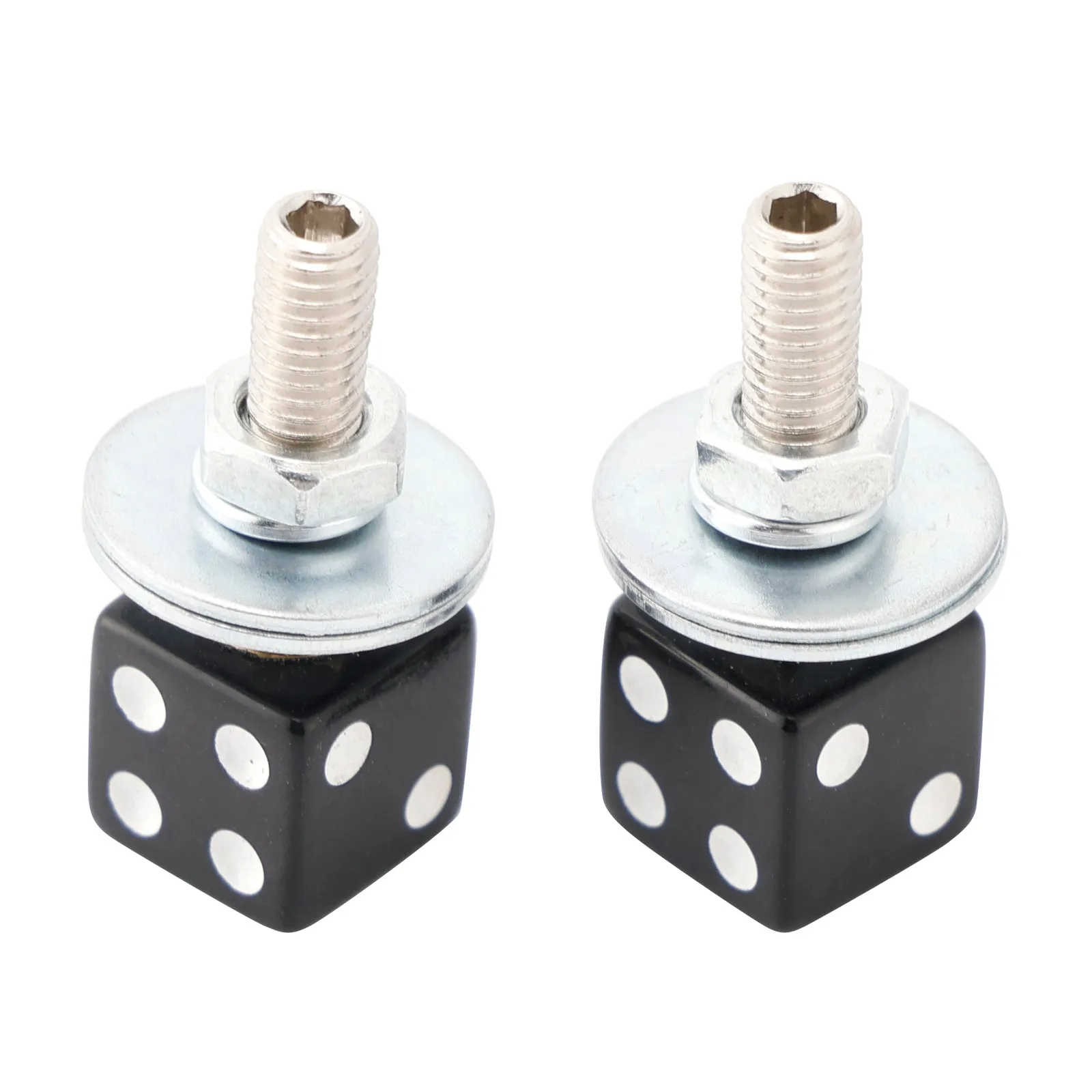 2 boulons de plaque d'immatriculation DICE personnalisés en plastique noir pour moto Chopper Bobber