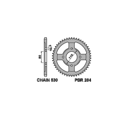284 41 C45 Corona Pbr Passo 530 - 36 > 48 Denti Per Honda Cb -f 1980-284-41-C45-124659