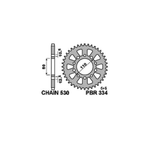 334 45 C45 Corona Pbr Passo 530 - 36 > 49 Denti Per Honda Cbx-f 1984 > 1986-334-45-C45-124593