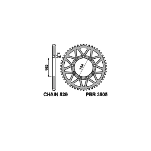 3505 52 L Corona Pbr Passo 520 - 40 > 53 Denti Per Tm En 2000 > 2005-3505-52-L-125766