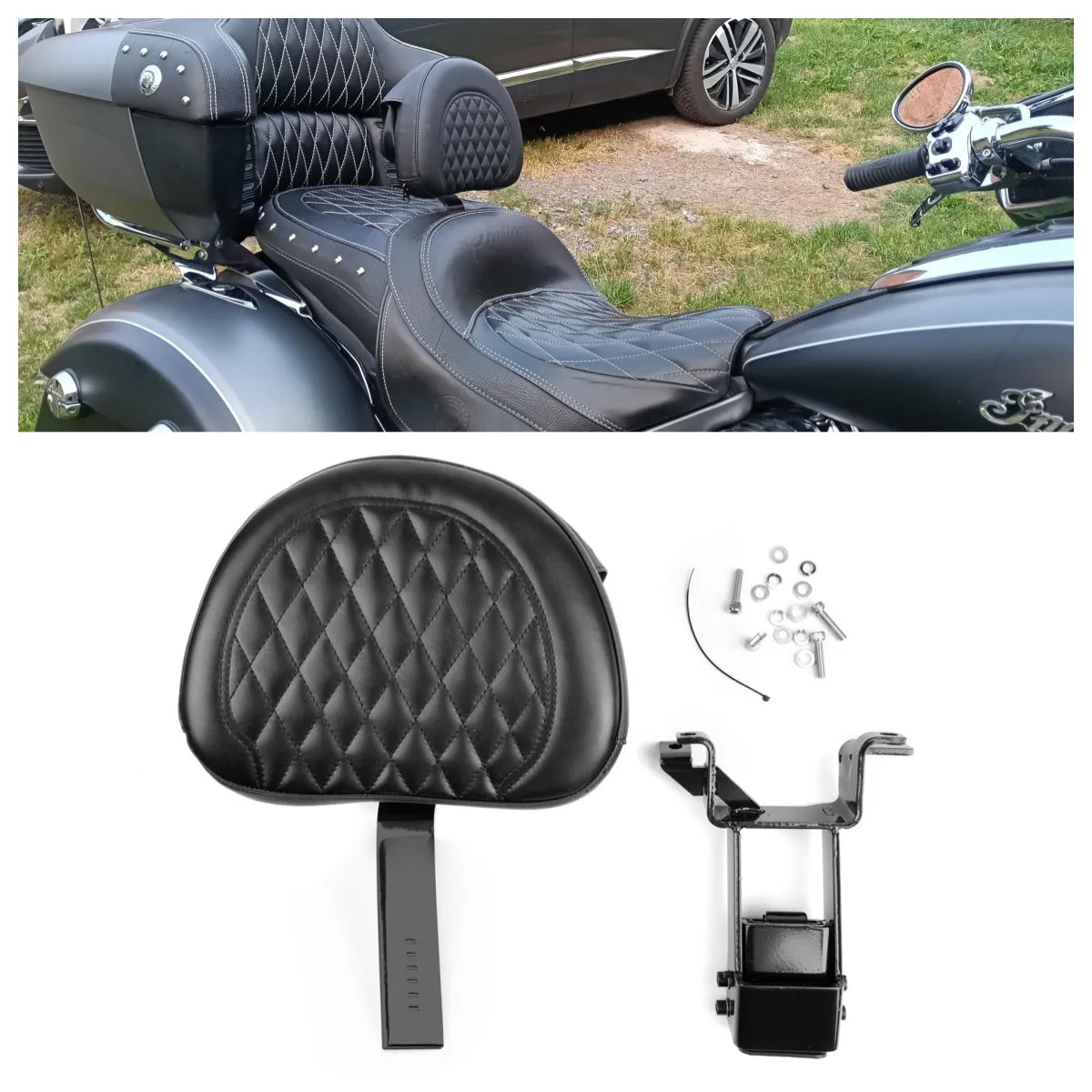 Sissy Bar Noir pour Indian (2014-2018) Compatible Chieftain/Roadmaster/Vintage