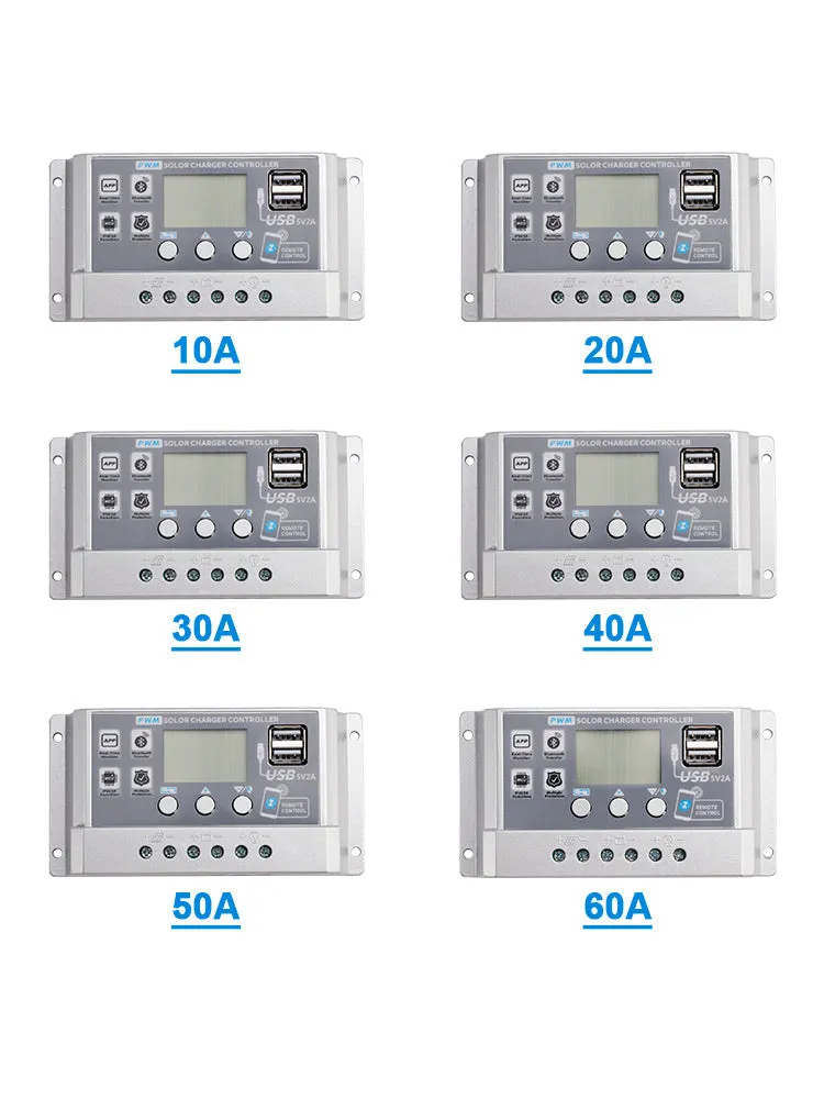 Contrôleur solaire PWM 10A-60A, application mobile, contrôle intelligent