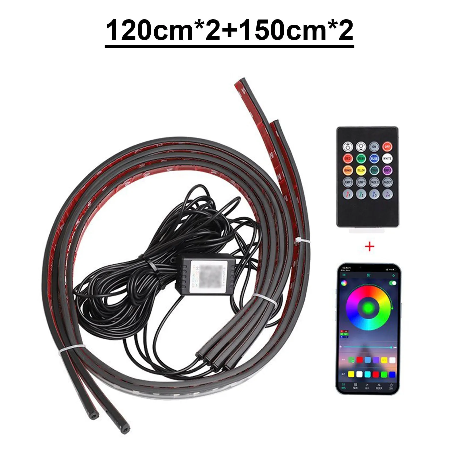 Lot de 4 éclairages LED pour châssis, avec application Fantasy Ambient Light et télécommande, 120 x 2 x 150 x 2 cm