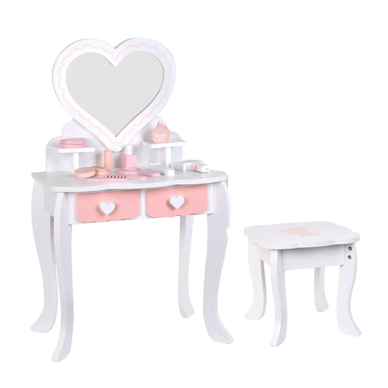 Coiffeuse Enfant, Table Maquillage avec Miroir et Rangement - Jeu de Imitation - Cadeau Idéal pour Petite Fille
