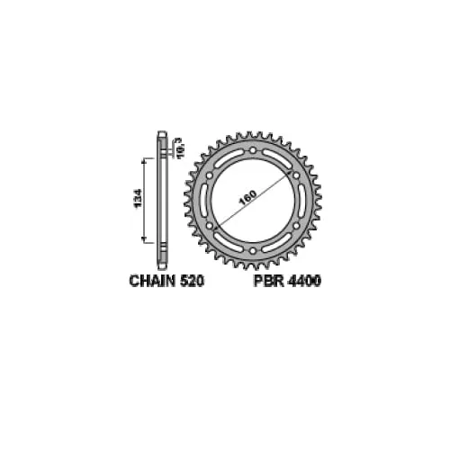 4400 42 Ld Corona Pbr Passo 520 - 38 > 48 Denti Per Honda Cbr-rr 2003 > 2006-4400-42-LD-124544