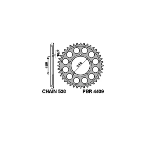 4409 44 C45 Corona Pbr Passo 530 - 40 > 46 Denti Per Triumph Daytona 2002-4409-44-C45-125855