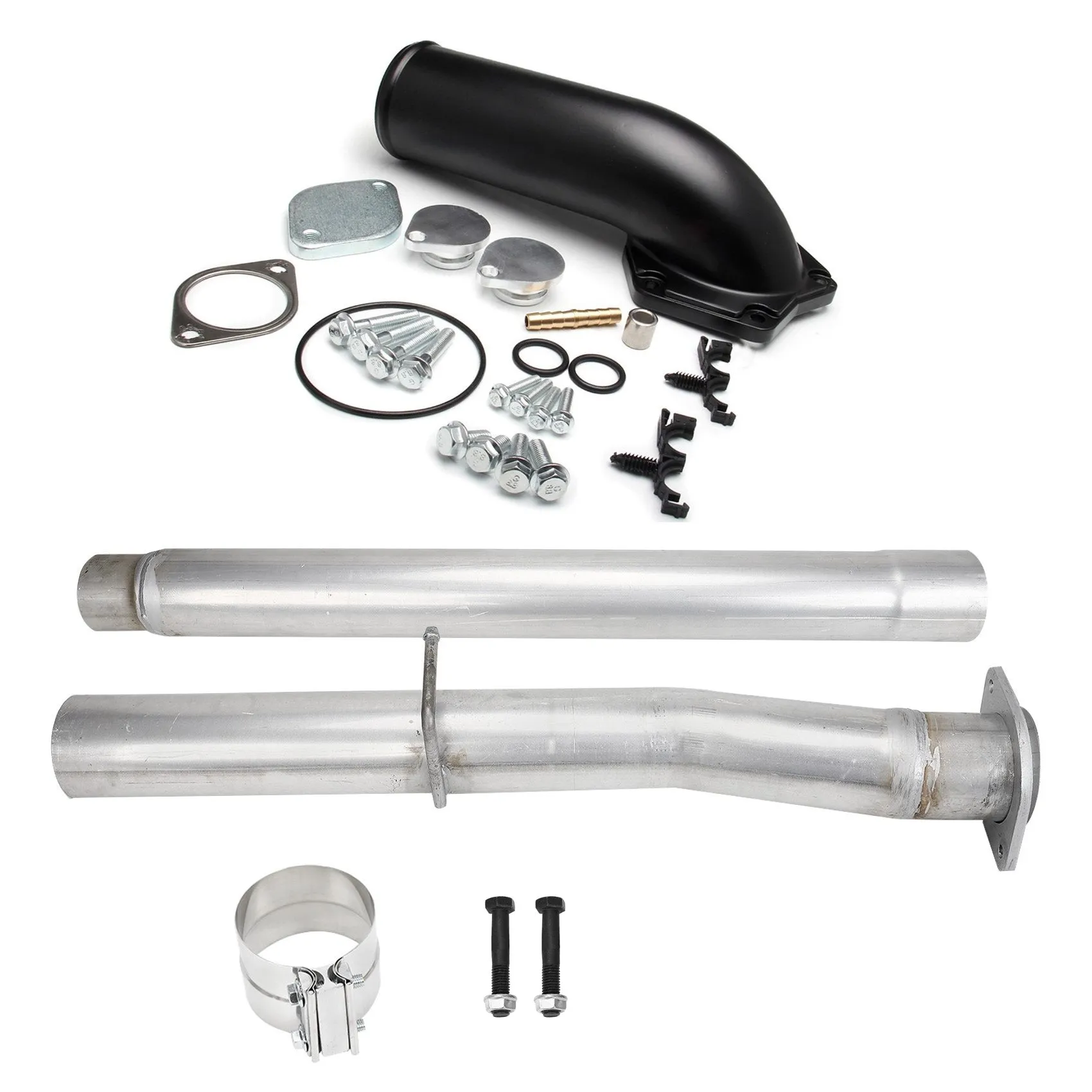 Kit d'échappement 4" et suppression de vanne EGR + Coude d'admission DIECAST pour Ford F Powerstroke Diesel 6.4L 2008-2010