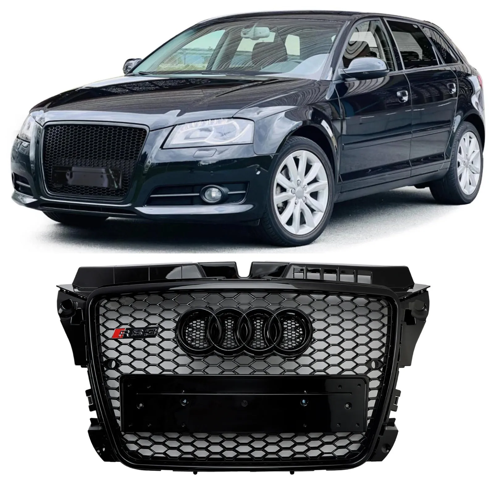 2008 2009 2010 2012 2013 Audi A3 8P RS3 Style Grille de pare-chocs avant en nid d'abeille générique