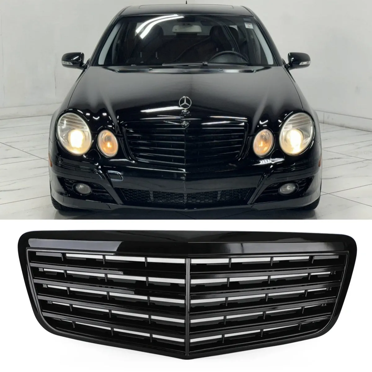 2007-2009 Mercedes-Benz E350 AMG (W211) Grille de pare-chocs avant Noir brillant