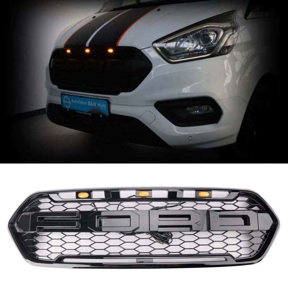 Grille Avant 2467234 - Pour Transit Custom Raptor 2018-2023 - Avec Éclairage LED