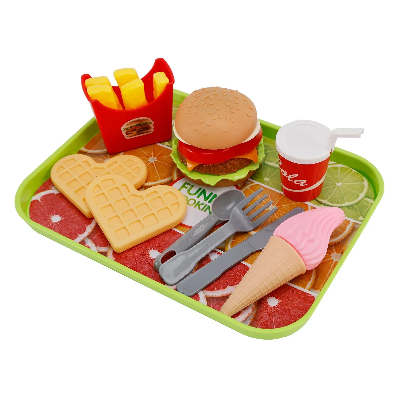 Hamburger, gaufres, frites, boisson, jeu de nourriture, ensemble de cuisine, jouets pour enfants