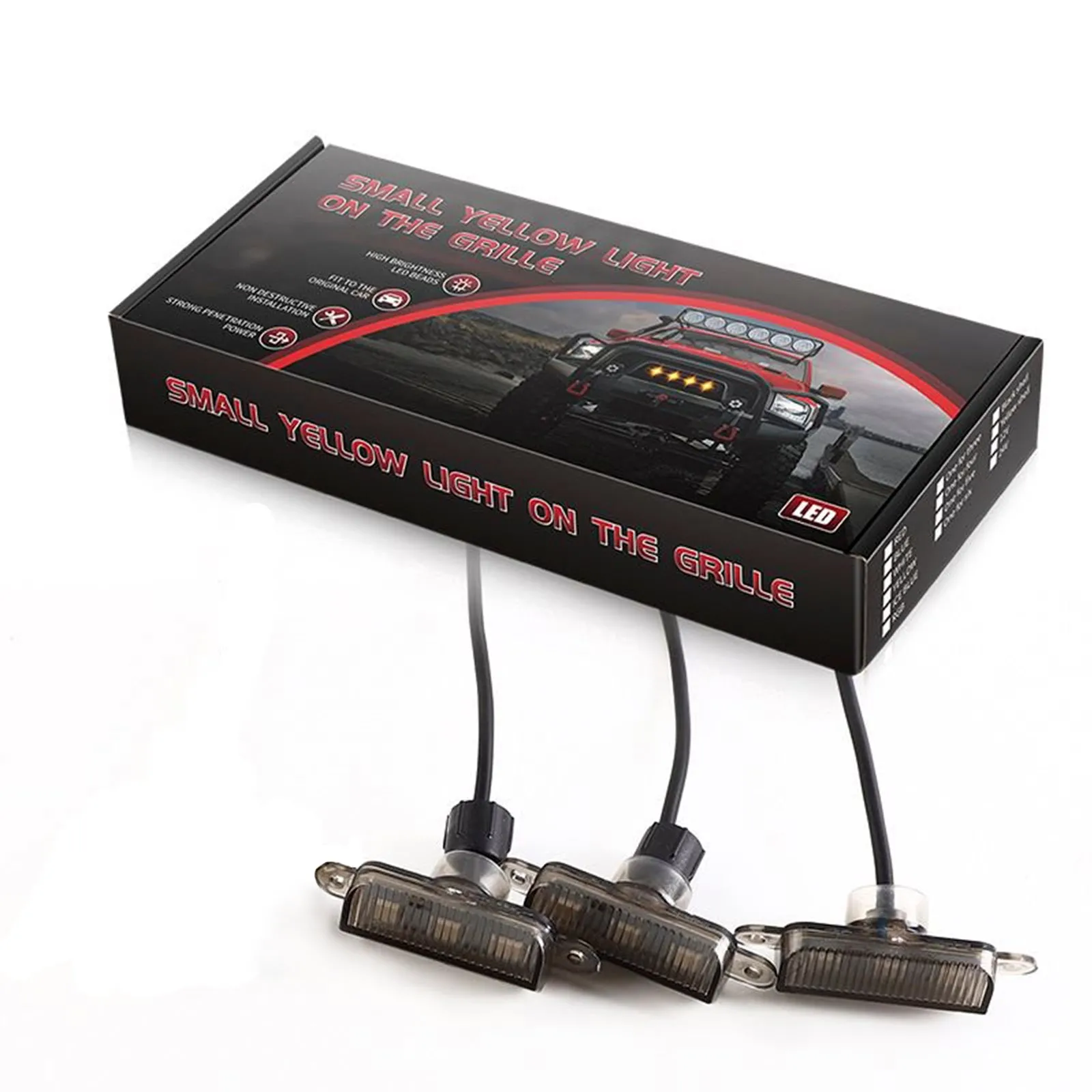 Lot de 3 éclairages LED RVB pour calandre avant avec contrôleur d'application pour véhicules tout-terrain SUV