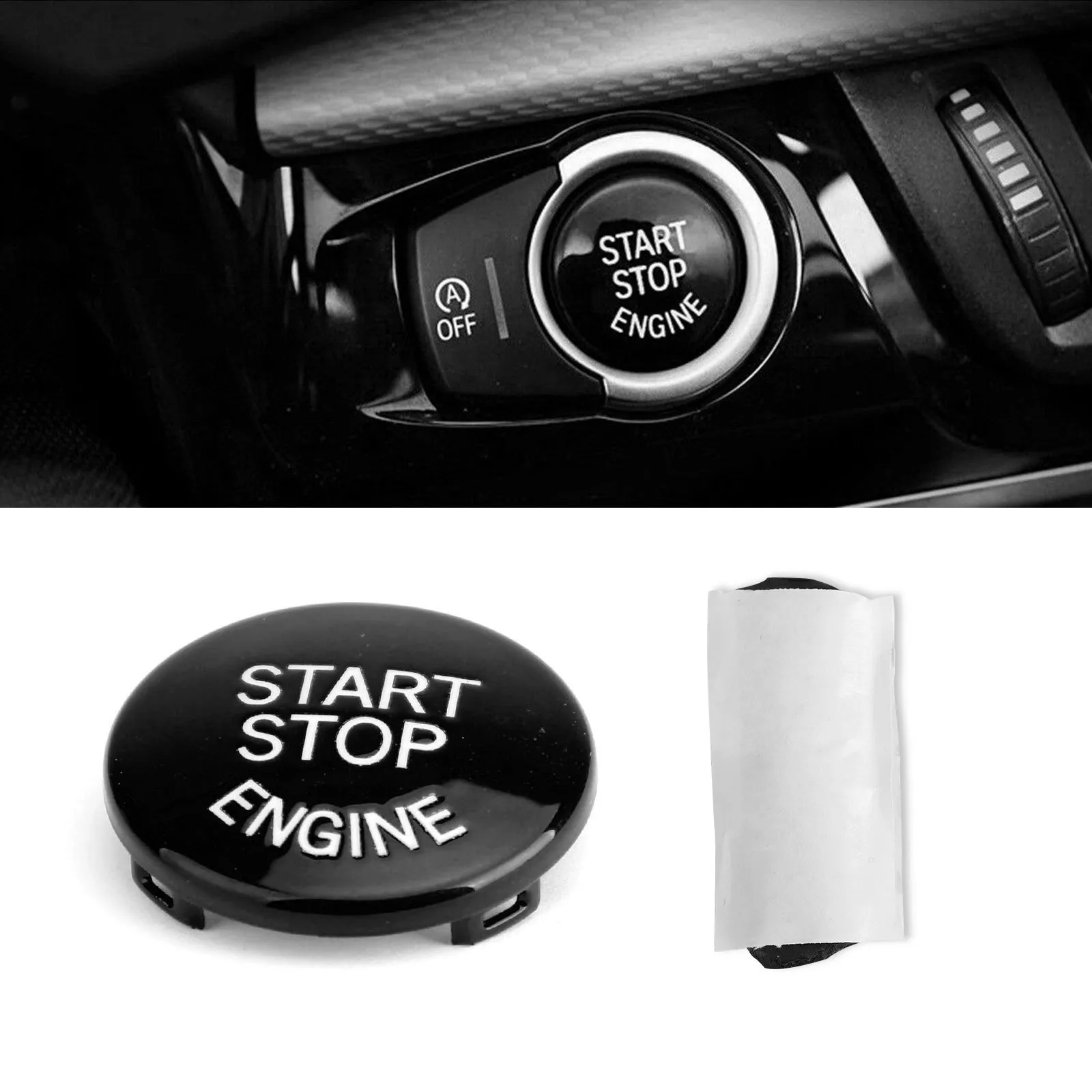 Couvercle de bouton de démarrage et d'arrêt du moteur pour BMW E Châssis E90 E91 X5 E70 E60 Noir