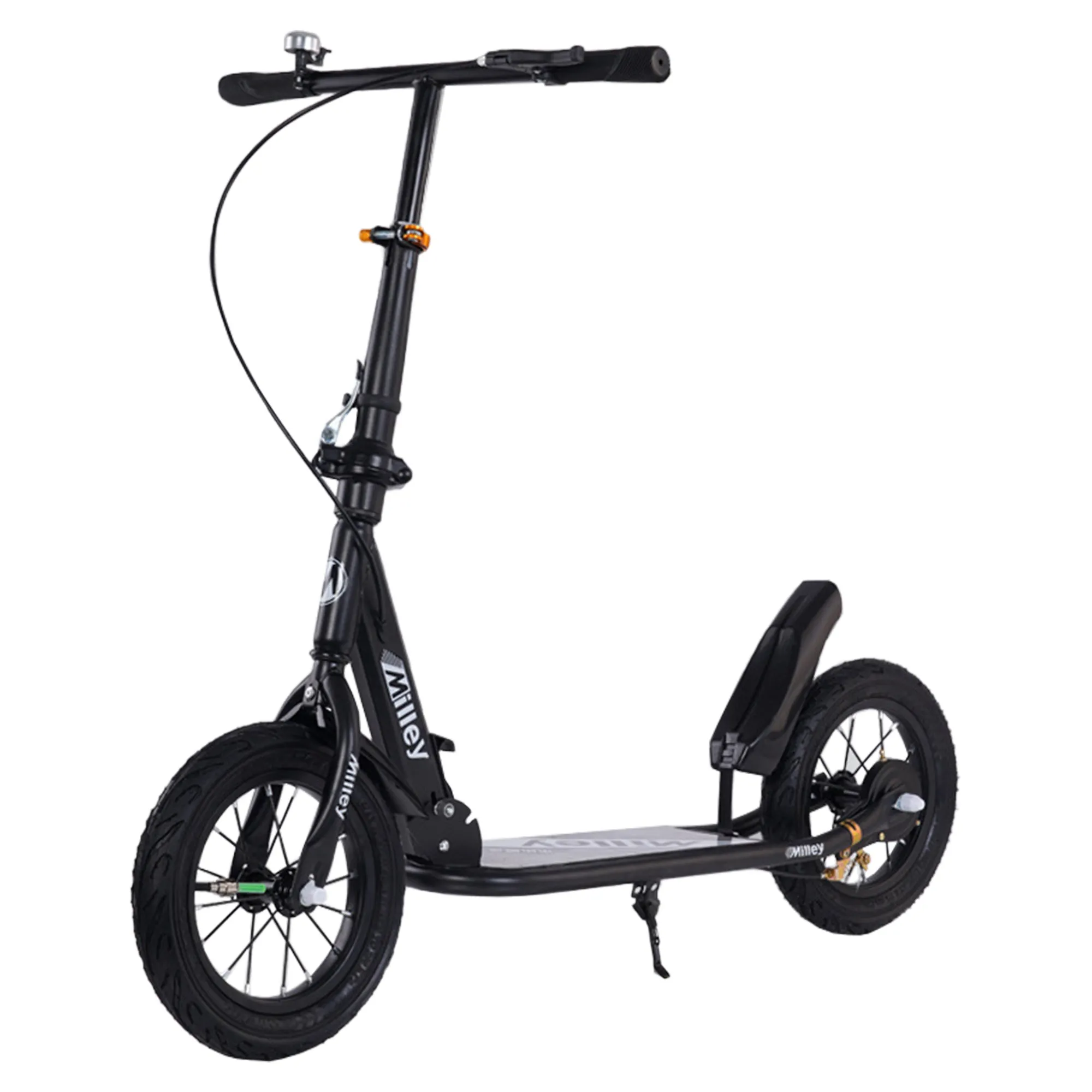 12" Trottinette pliable à gros pneus en caoutchouc à roulement doux et amortissant les chocs pour adultes et adolescents