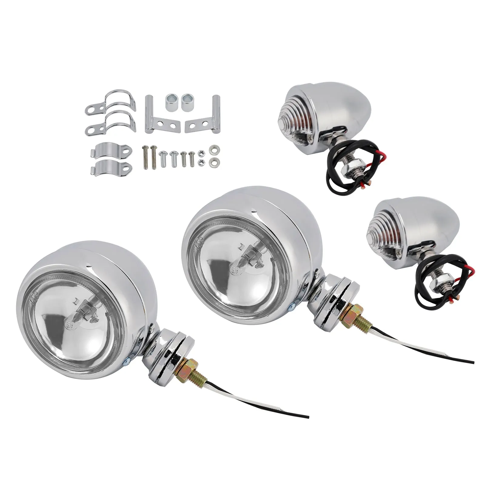 Phare antibrouillard chromé personnalisé pour moto, compatible avec les modèles Racer, Bobber et Chopper, n° D19