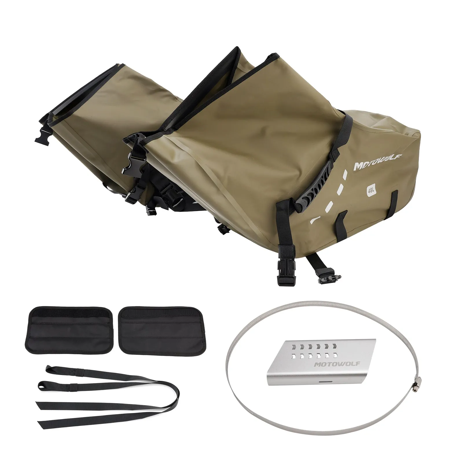 Sacoche latérale de selle de couleur assortie, 86 L, verte, pour scooter et moto