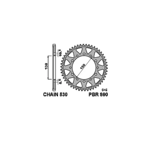 860 43 C45 Corona Pbr Passo 530 - 38 > 50 Denti Per Yamaha Yzf-sp 1993 > 1999-860-43-C45-126165