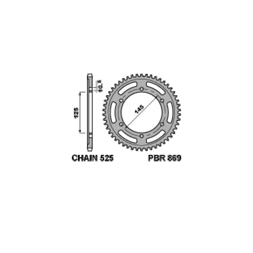 869 42 C45 Corona Pbr Passo 525 - 42 > 45 Denti Per Yamaha Tdm 1996 > 1998-869-42-C45-126180