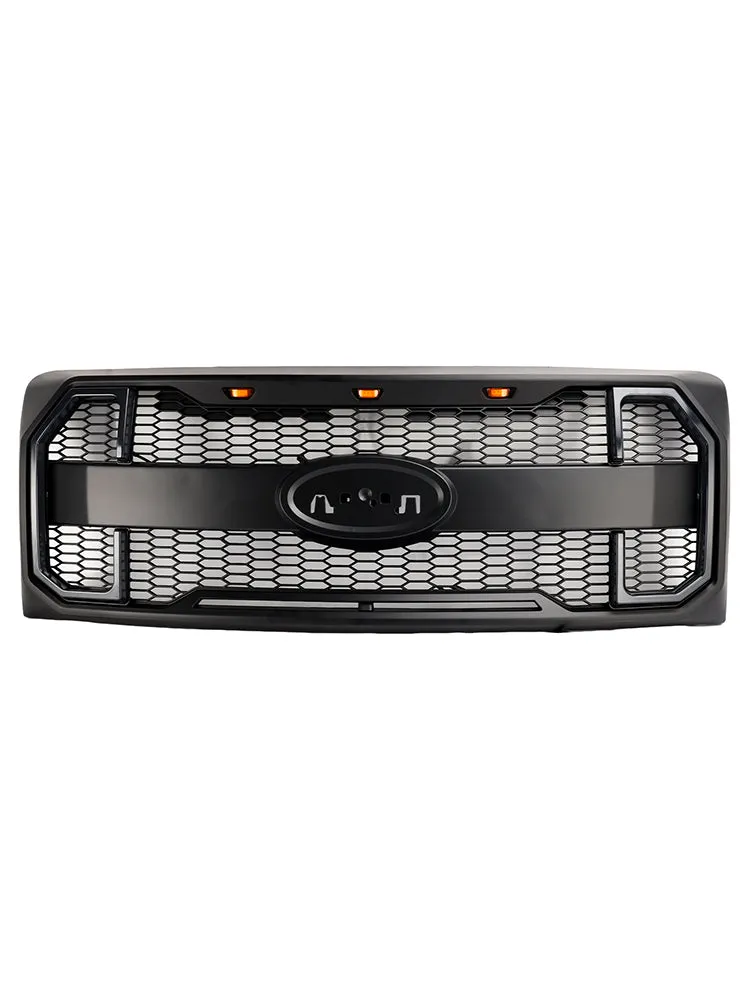 Grille de pare-chocs avant style Raptor noir mat avec LED pour Ford F150 2009-2014