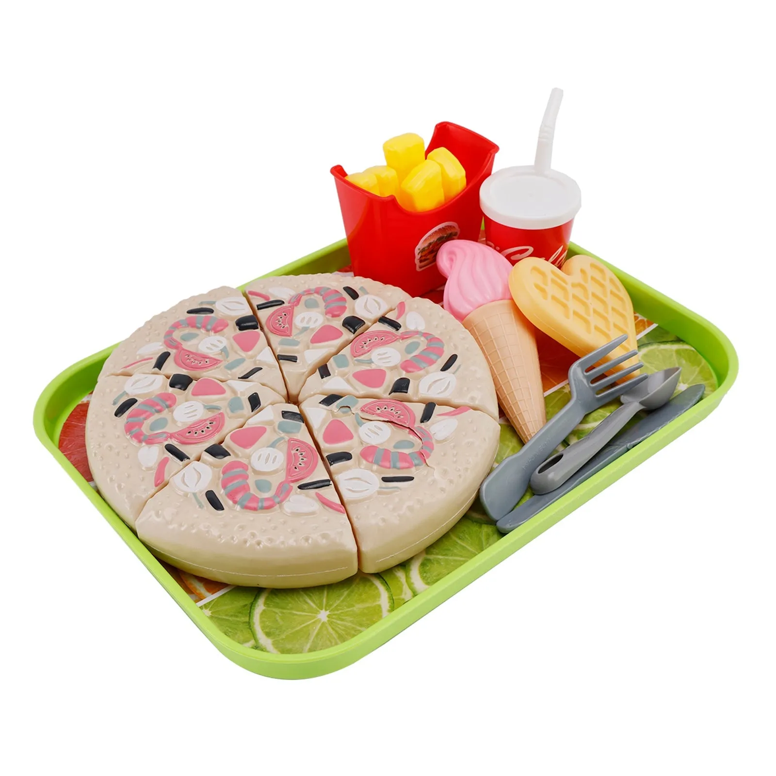 Pizza Crème glacée Jouer Nourriture Jouets d'imitation Ensemble de cuisine Ensemble de jouets pour enfants Ensemble de jouets pour enfants