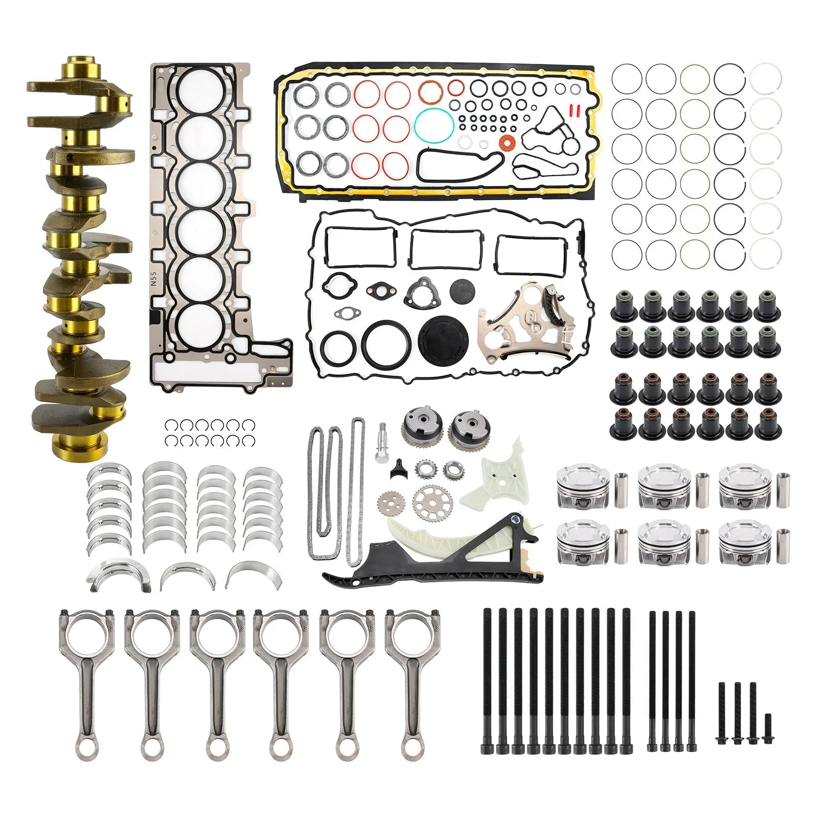 Kit de pistons, joints, bielles de vilebrequin et distribution pour moteur BMW 135i E82 E88 N55 3.0L 2011-2013 11212163665