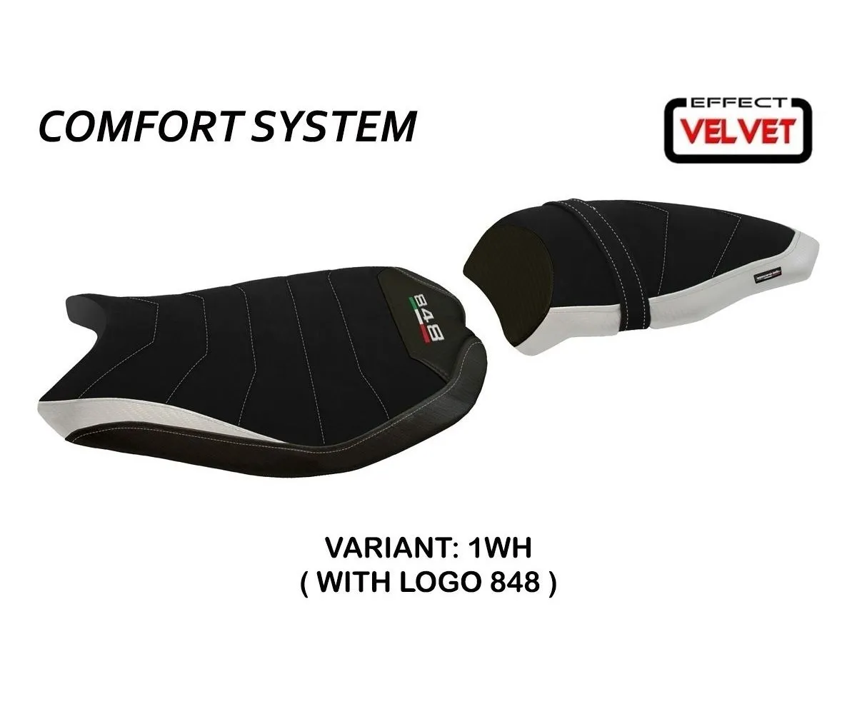 Rivestimento Sella Cervia Velvet Comfort System Bianco (wh) T.i. Per Ducati 848 2007 > 2013-D848CV-1WH-4-276031