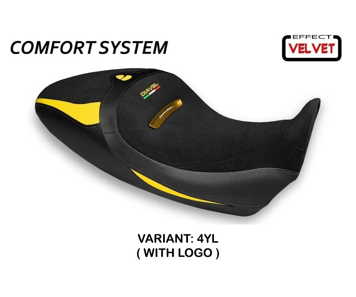 Rivestimento Sella Costanza 1 Velvet Comfort System Giallo (yl) T.i. Per Ducati Diavel 1260 S 2019 > 2022-DD126SC1-4YL-1-276133