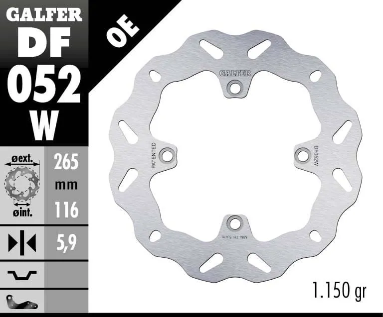 Galfer Disco Freno Posteriore Wave Fixed 265x5.9mm Honda Crf 1000 L Africa Twin Adventure Sports 2018-DF052W-271776