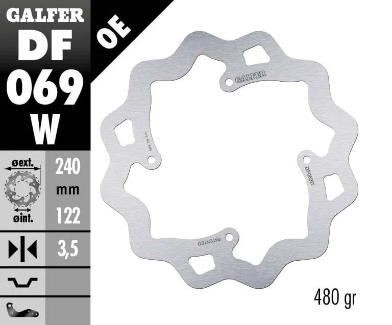 Galfer Disco Freno Posteriore Wave Fixed 240x3,5mm Hm Cr 125 Motard 2003 > 2006-DF069W-271514