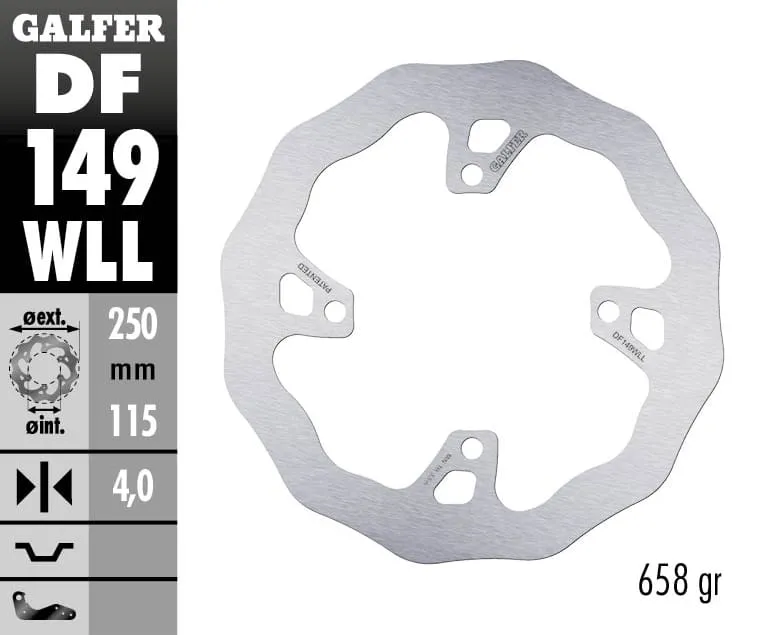 Galfer Disco Freno Posteriore Wave Fixed Solid 250x4mm Kawasaki Kx 250 X 2021-DF149WLL-273835