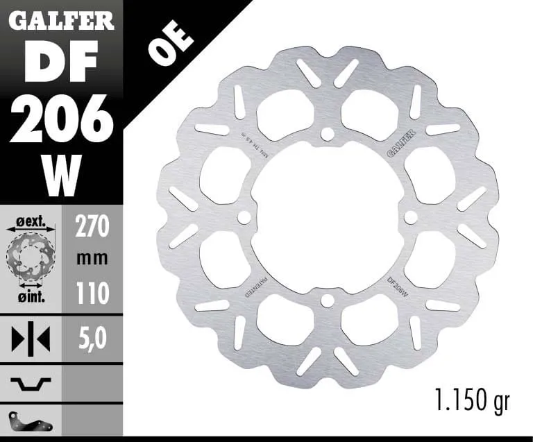 Galfer Disco Freno Posteriore Wave Fixed 270x5mm Kawasaki Zg 1400 Concours Abs 2008 > 2009-DF206W-272167