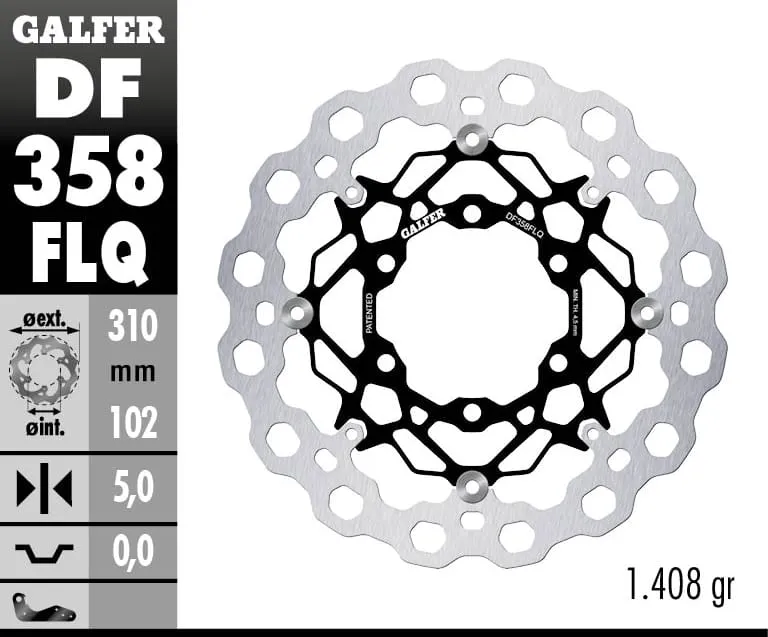 Galfer Disco Freno Anteriore Cubiq Floating (c. Steel) 310x5mm Suzuki Gsx R 600 2008 > 2010-DF358FLQ-269836