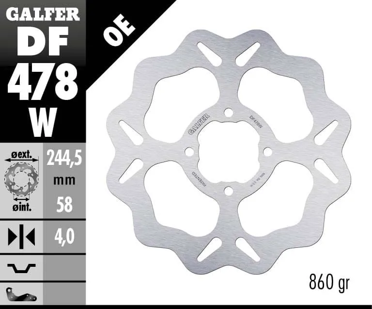 Galfer Disco Freno Posteriore Wave Fixed 244,5x4mm Yamaha Yfm 350 Warrior 1987 > 1988-DF478W-273368