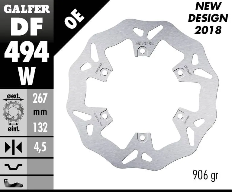 Galfer Disco Freno Posteriore Wave Fixed 267x4,5mm Yamaha Xp 500 T-max 2004 > 2007-DF494W-273213