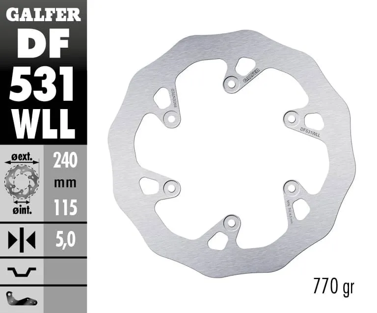 Galfer Disco Freno Posteriore Wave Fixed Solid 240x5mm Yamaha Yz 450 F 2020-DF531WLL-274194