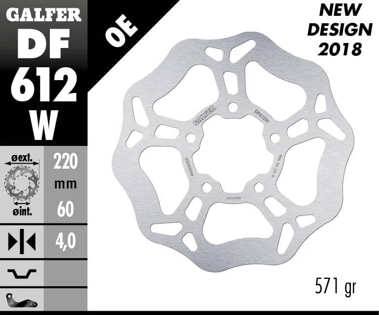 Galfer Disco Freno Anteriore Wave Fixed 220x4mm Aprilia Scarabeo De Luxe 50 1998 > 2001-DF612W-265599