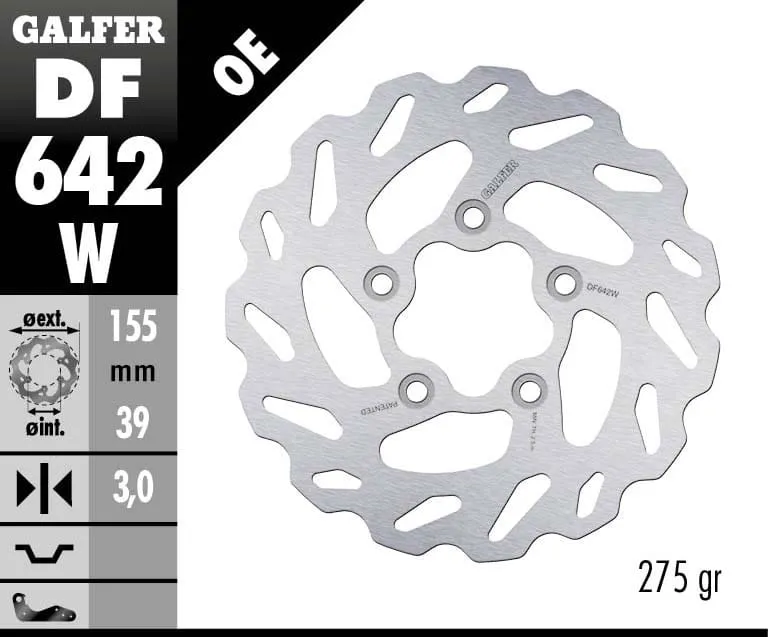 Galfer Disco Freno Anteriore Wave Fixed 155x3mm Malaguti 50 F10 1996-DF642W-267683