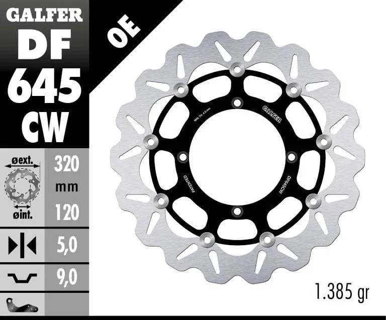 Galfer Disco Freno Anteriore Wave Floating Complete (c. Alu.) 320x5mm Beta Mx 50 Enduro 1992-DF645CW-265792