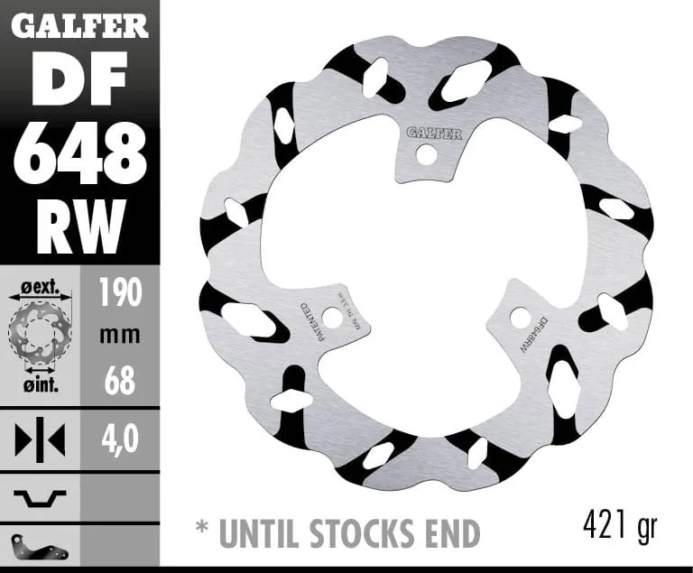 Galfer Disco Freno Posteriore Wave Fixed Grooved 190x4mm Aprilia Sr 50 Factory 2005-DF648RW-273394