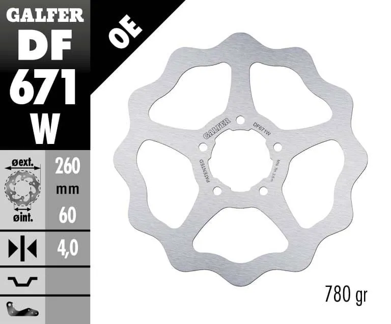 Galfer Disco Freno Anteriore Wave Fixed 260x4mm Aprilia Sport City 125 2004-DF671W-265641