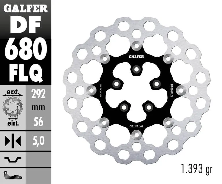 Galfer Disco Freno Anteriore Cubiq Floating (c. Steel) 292x5mm Harley Davidson Fxd Super Glide 2000-DF680FLQ-270152