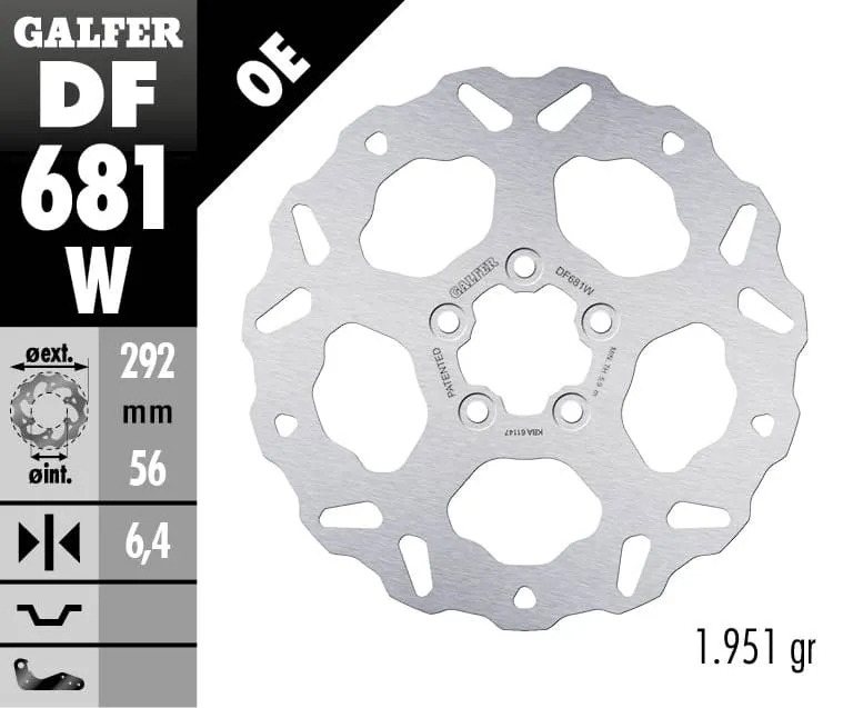 Galfer Disco Freno Posteriore Wave Fixed 292x6.4mm Harley Davidson Fxd Super Glide 2000-DF681W-271378