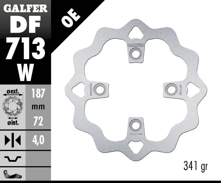 Galfer Disco Freno Posteriore Wave Fixed 187x4mm Honda Trx 250 R 1990-DF713W-271810