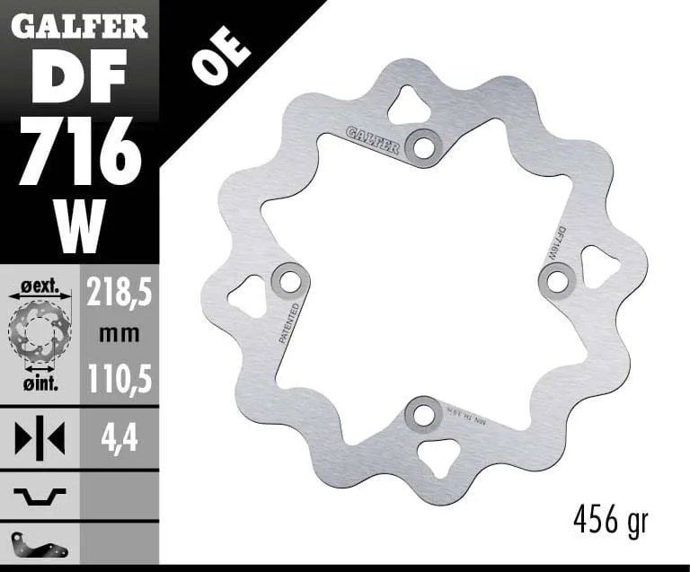 Galfer Disco Freno Posteriore Wave Fixed 218,5x4,4mm Cannondale 4 Wheels Fx 400 Izq. 2001-DF716W-271053
